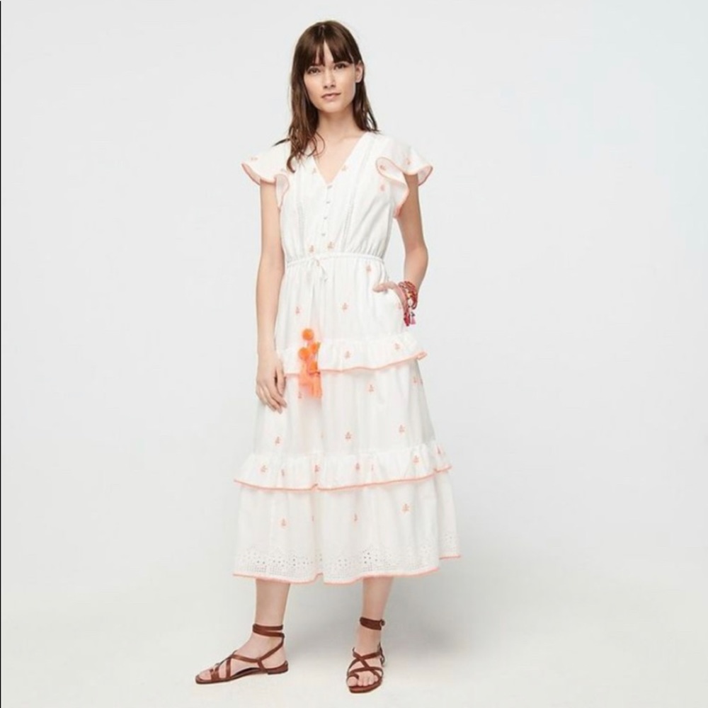 J. CREW Embroidered midi dress in cotton voile